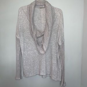 Bordeaux Heathered Light Gray Cowl Neck Sweater